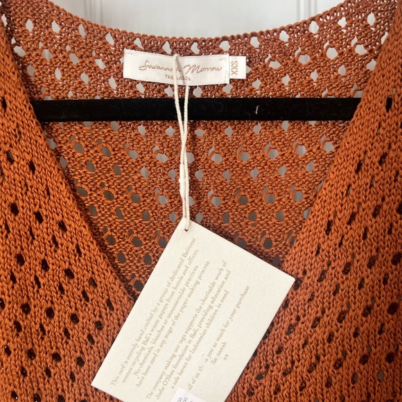 NWT Savannah Morrow Winona open knit midi sweater dress in terracotta XXS - Picture 3 of 5